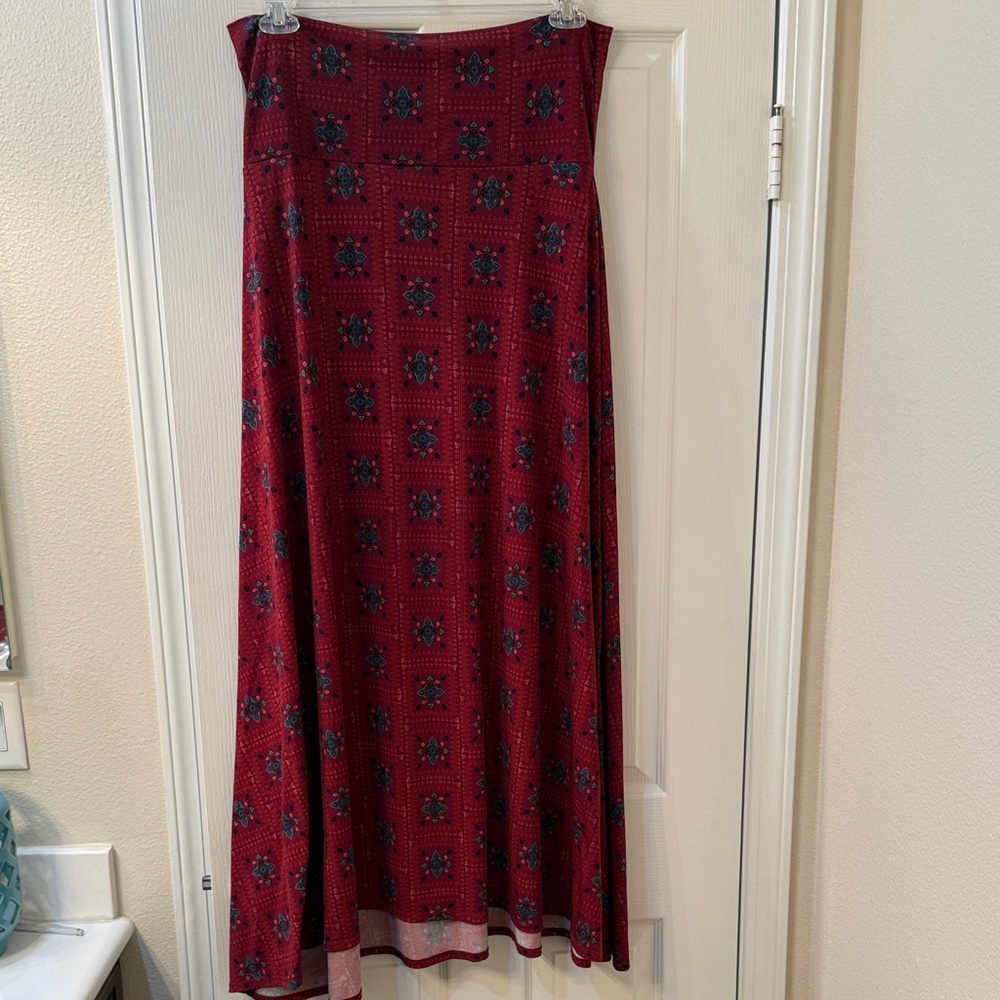 LulaRoe Red Patterned Maxi Skirt